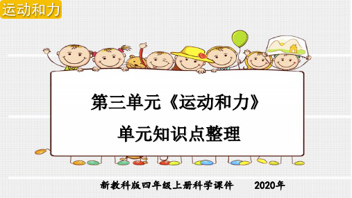 新教科版四年级上册科学第三单元《运动和力》单元知识点整理汇总课件(附新课标习题)