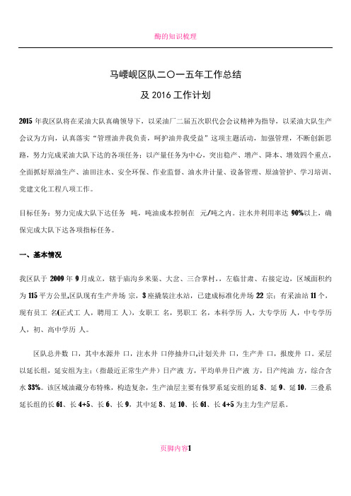 2015年工作总结及2016年工作计划70536