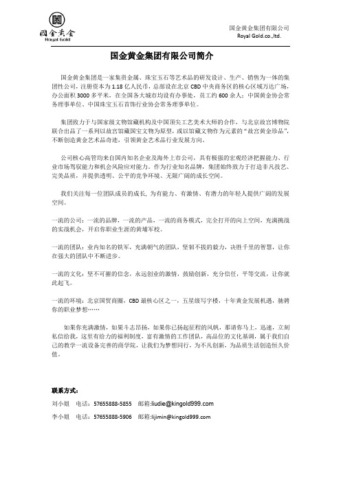 国金黄金集团有限公司简介
