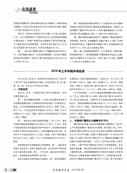 2010年上半年钼市场总述
