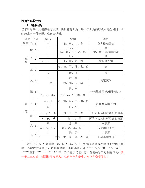 四角号码检字法 打印版