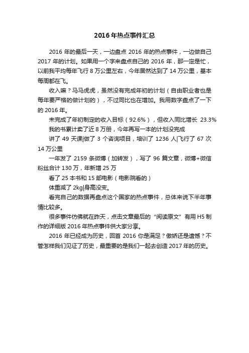 2016年热点事件汇总