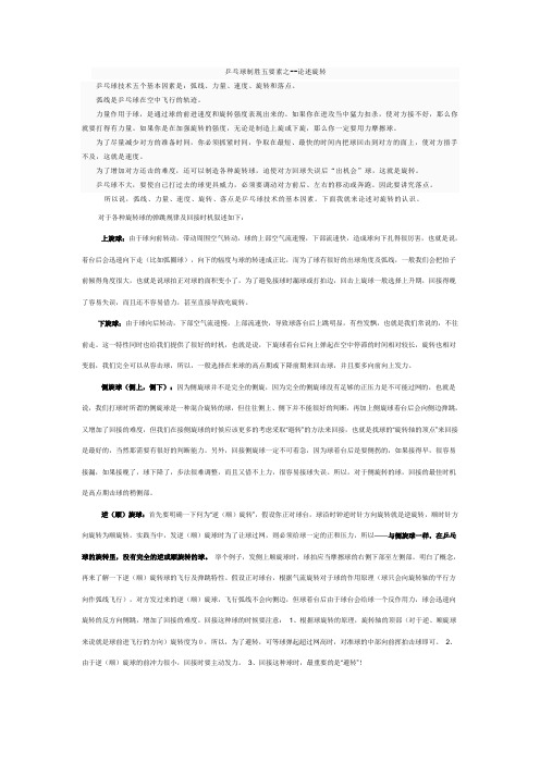 乒乓球技术五个基本因素