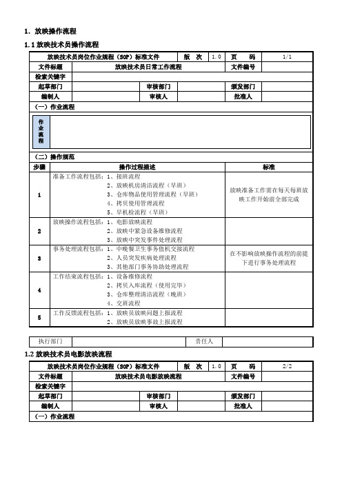各型放映机开机流程内容