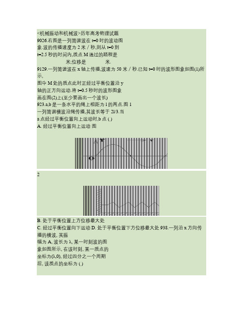 机械振动和机械波历年高考物理试题要点