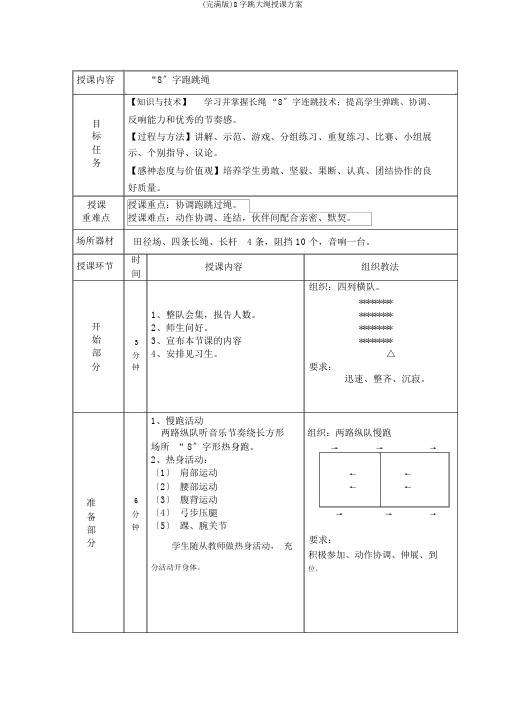 (完整版)8字跳大绳教案