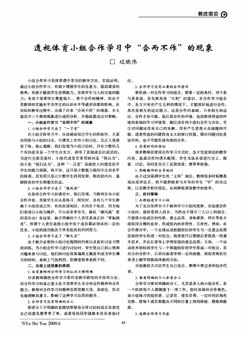 透视体育小组合作学习中“合而不作”的现象