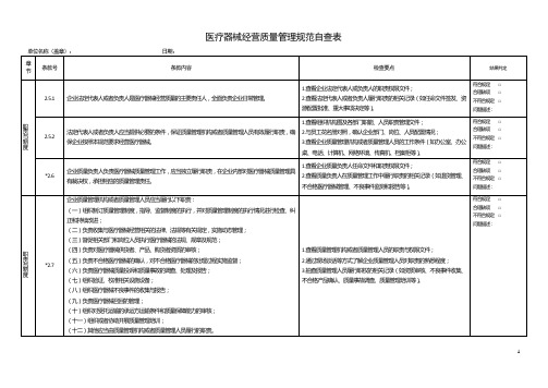 医疗器械经营质量管理规范现场检查表