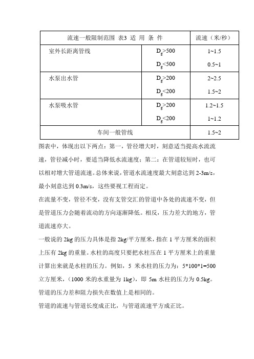 管道流速及水泵简易设计
