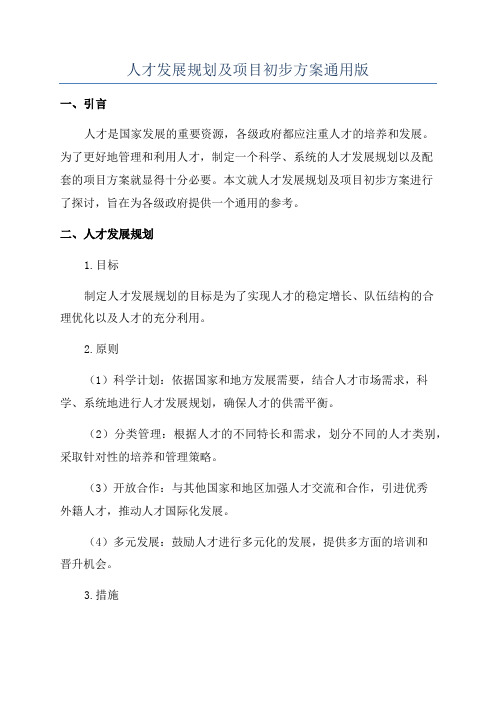 人才发展规划及项目初步方案通用版