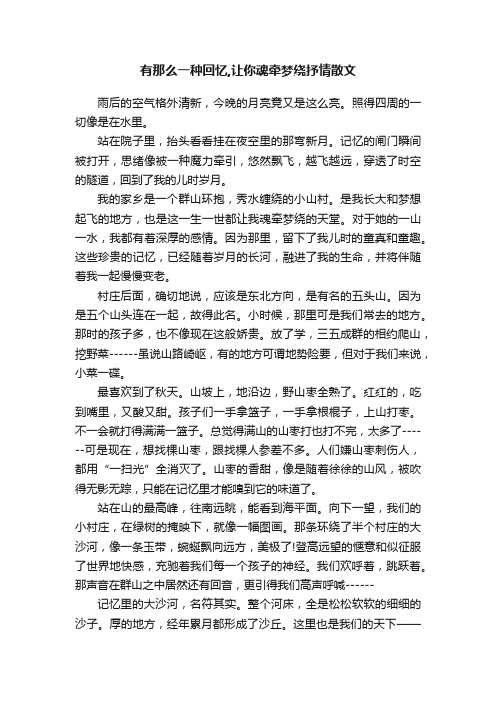 有那么一种回忆,让你魂牵梦绕抒情散文