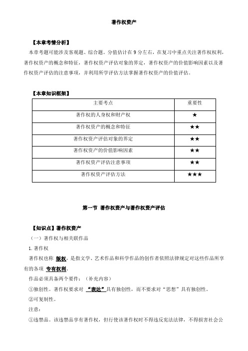 资产评估实务-著作权资产知识点