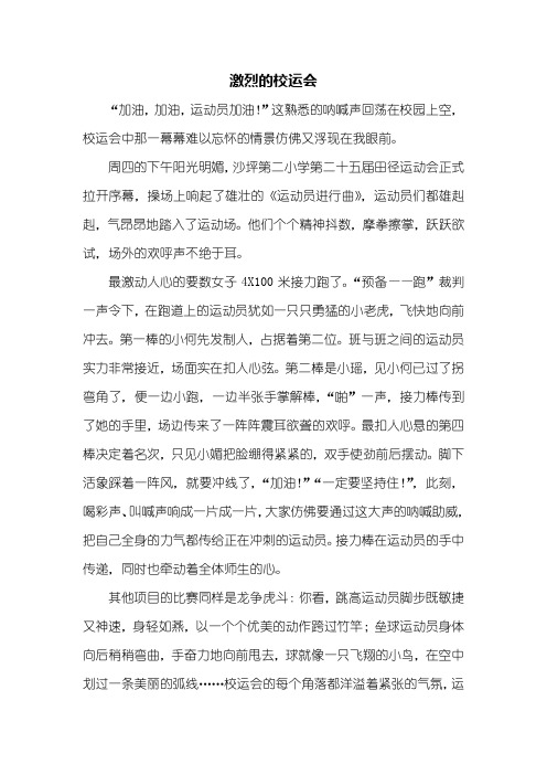 五年级作文：激烈的校运会作文600字