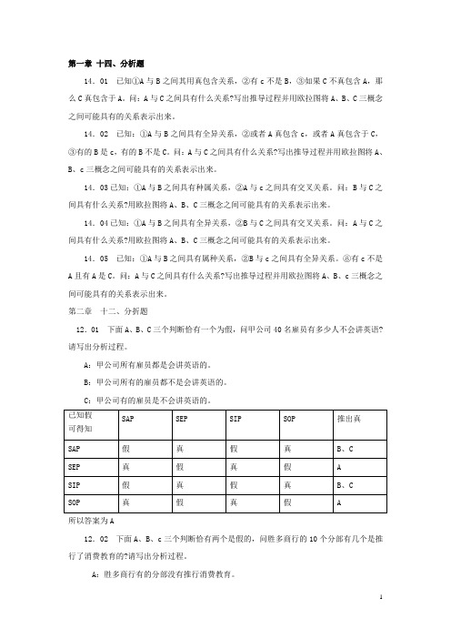【锦城专用】逻辑学期末复习提纲