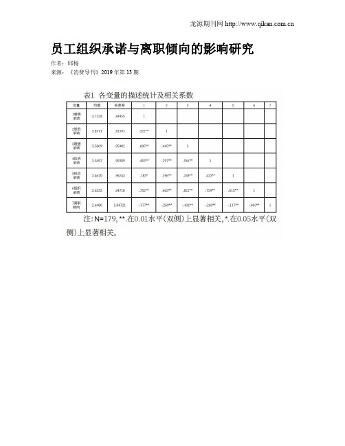 员工组织承诺与离职倾向的影响研究