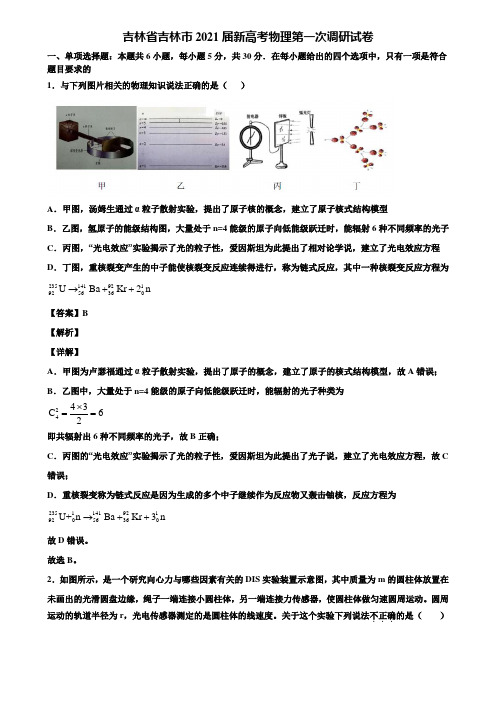 吉林省吉林市2021届新高考物理第一次调研试卷含解析