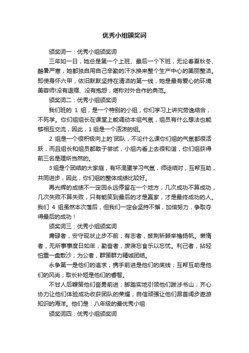 优秀小组颁奖词