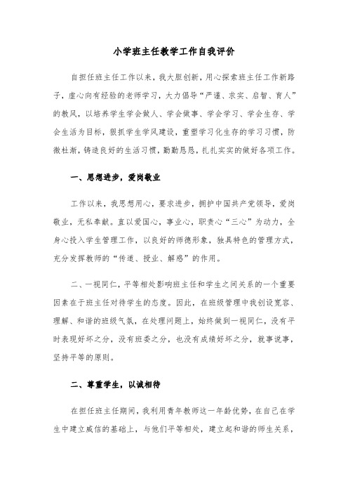 小学班主任教学工作自我评价（2篇）