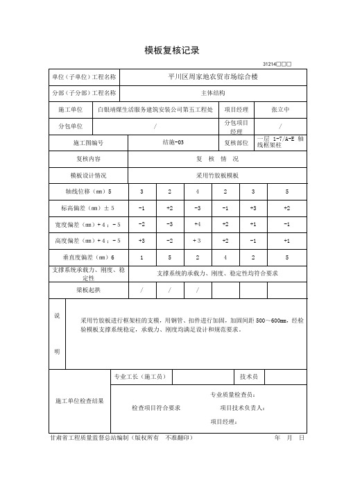 模板复核记录