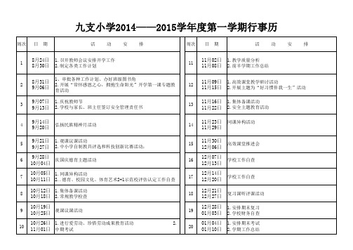 2014学年度行事历