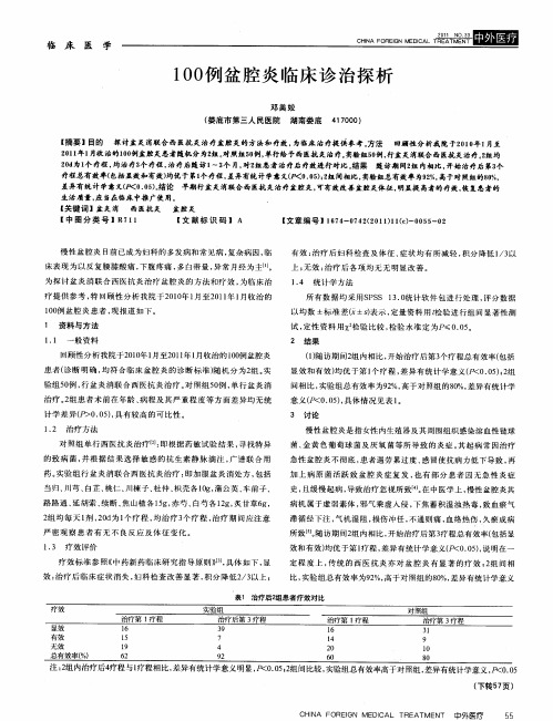 100例盆腔炎临床诊治探析