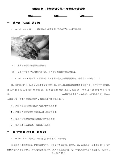 鹤壁市高三上学期语文第一次摸底考试试卷