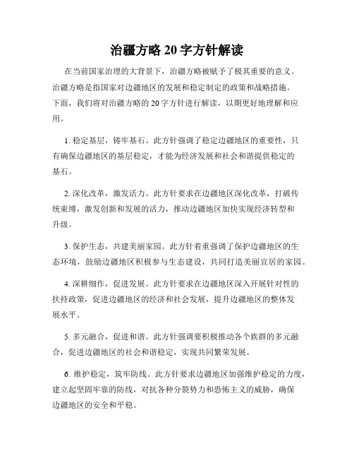 治疆方略20字方针解读
