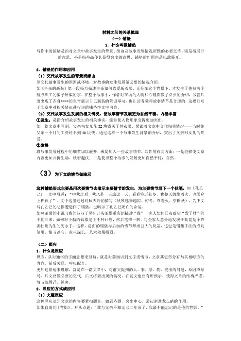 材料之间的关系梳理