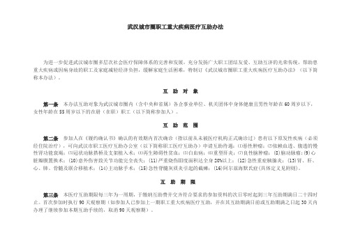 武汉城市圈职工重大疾病医疗互助办法.