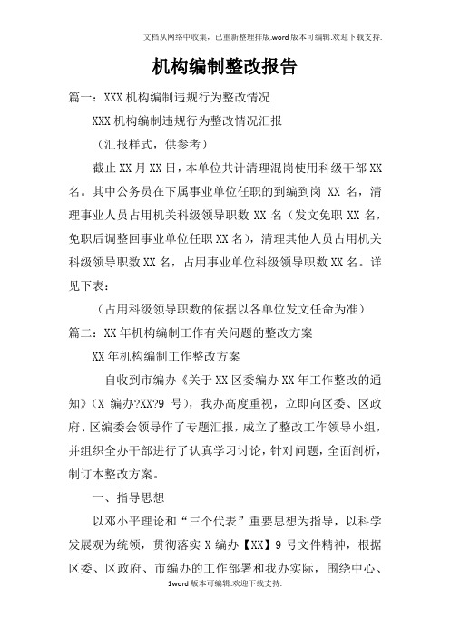 机构编制整改报告