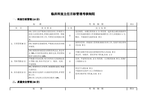 临床科室主任目标管理考核细则修改版