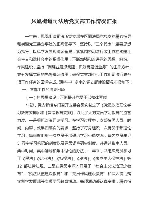凤凰司法所党支部工作情况汇报