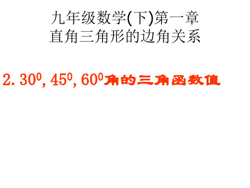 北师大版九年级下册课件 1.2  30°、45°、60°角的三角函数值