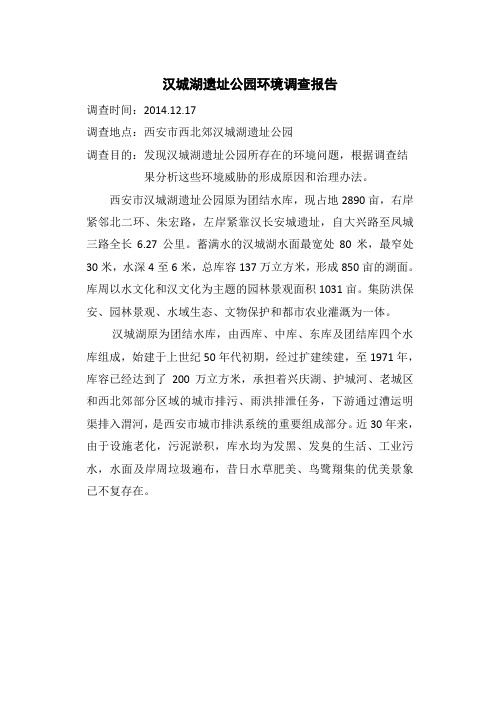 汉城湖公园环境分析终极前无古人后无来者版