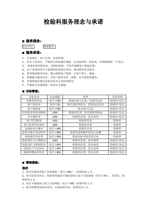 检验科服务理念与承诺