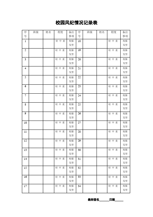 校园风纪情况记录表