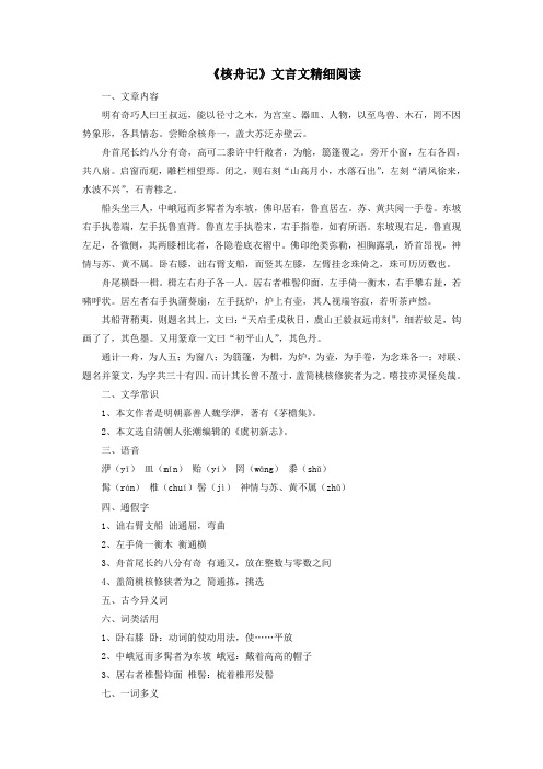 《核舟记》文言文精细阅读