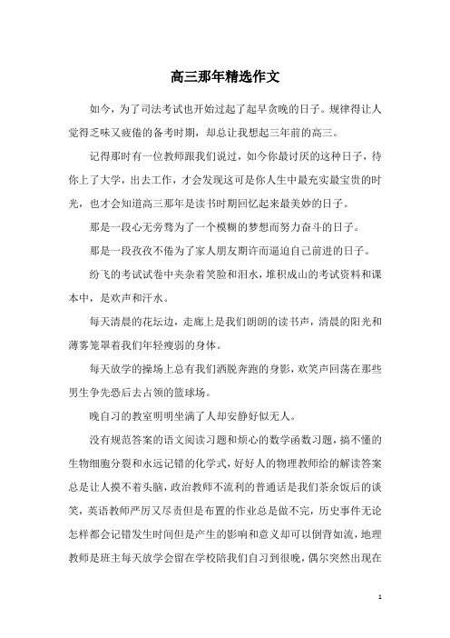 高三那年精选作文