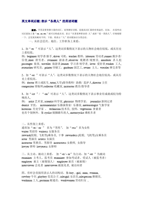 英文单词后缀表示“各类人”的英语词缀(免费)