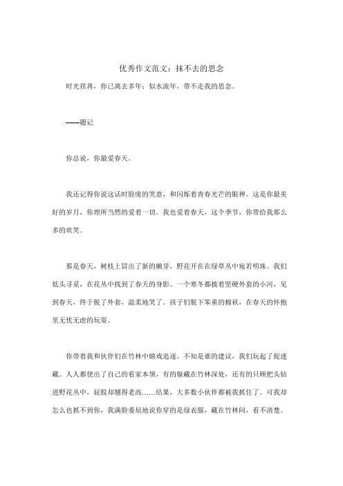 以流淌在心灵间的乐曲或抹不去的思念为主题的作文-优秀作文范例