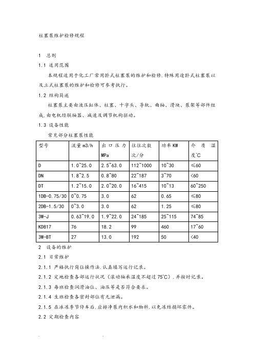 柱塞泵维护检修规程完整