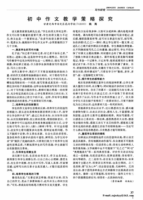 初中作文教学策略探究