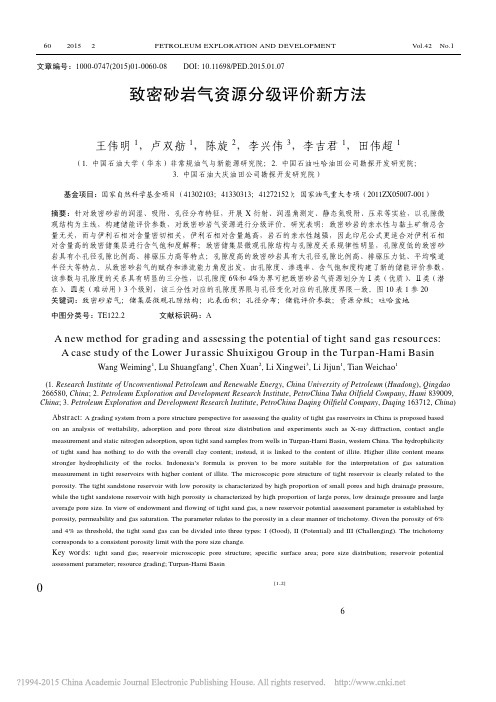 致密砂岩气资源分级评价新方法_以吐哈盆地下侏罗统水西沟群为例_王伟明