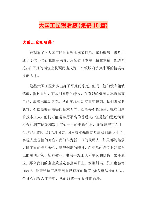大国工匠观后感(集锦15篇)