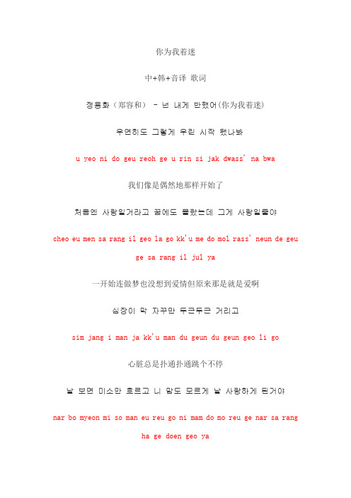 你为我着迷 中+韩+音译 歌词