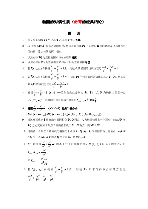 高考椭圆曲线经典性质(非常推荐)