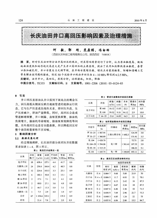 长庆油田井口高回压影响因素及治理措施