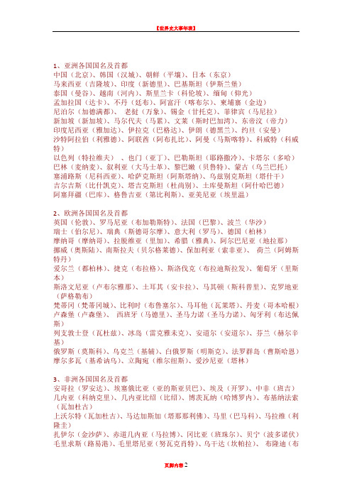 世界各国国名及首都大全