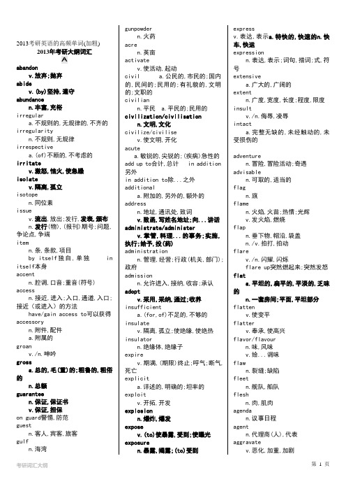 2013考研英语大纲词汇