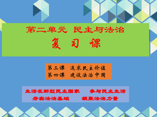人教版九上道德与法治第二单元民主与法治   复习课件(共21张PPT)